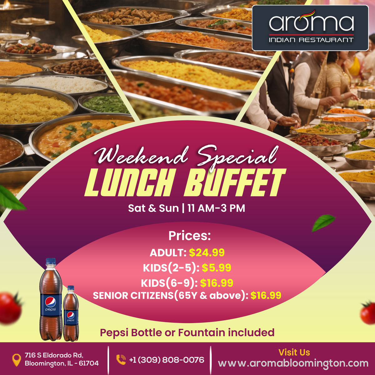 Aroma Bloomington, Bloomington - IL » Promotions / Specials » Order Online