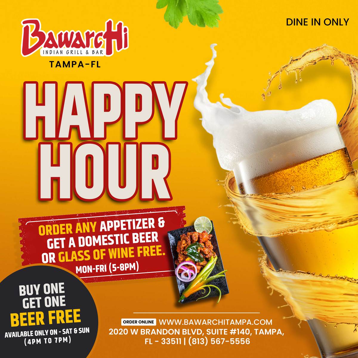 Bawarchi Indian Grill Bar Tampa FL Contact Us Order Online   Bawarchi Biryanis  Tampa Weekday Happy Hour Flyer 8 7 2023 