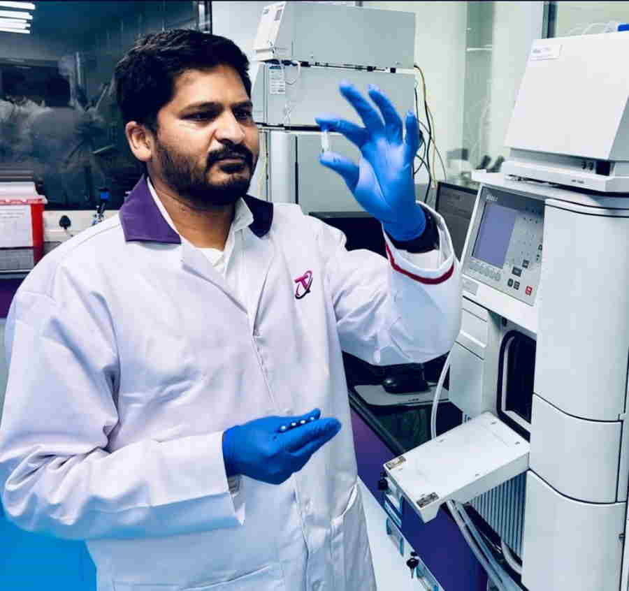 Kiran velpula working in lab