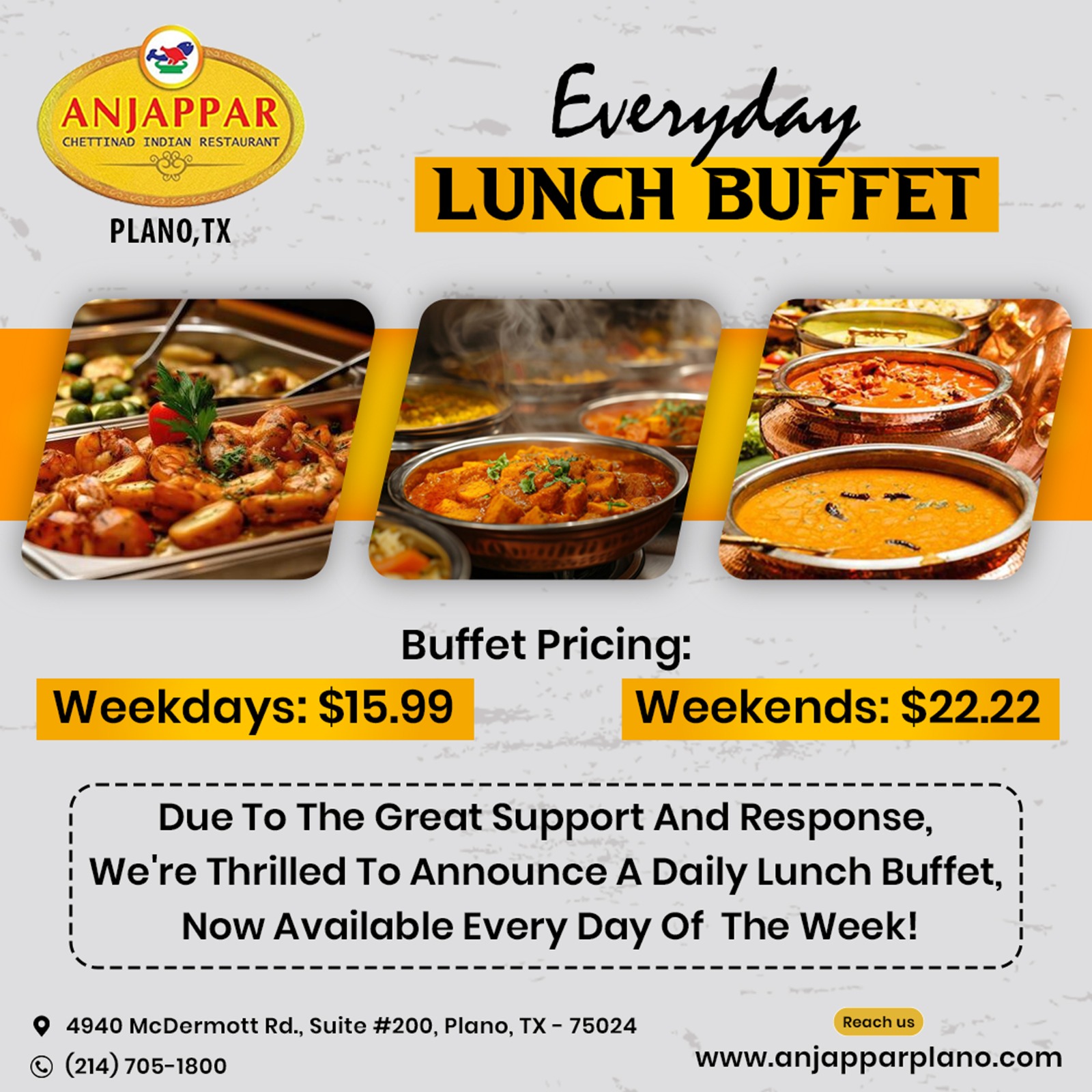 dive into everyday lunch buffet at anjappar plano